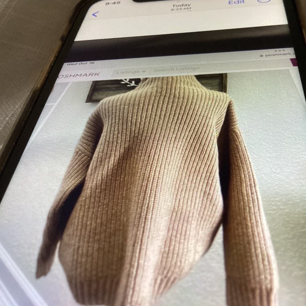 Anine Bing Sydney Alpaca wool blend turtleneck sweater beige tan size XS